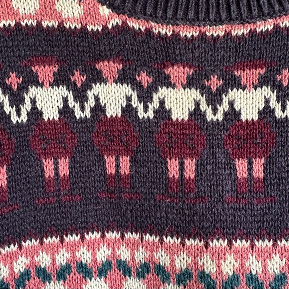 VTG 80s 90s Paris Sport Club Novelty People Print Sweater Cottage Granny Medium - Picture 3 of 9